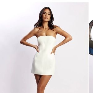 MESHKI White Crepe Mini Dress